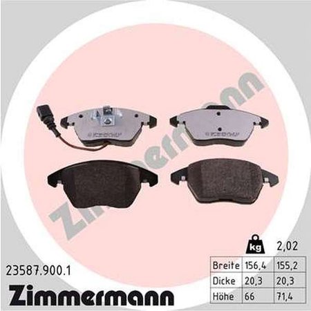 ZIMMERMANN Brake Pad Set - Reduced Dust, 23587.900.1 23587.900.1